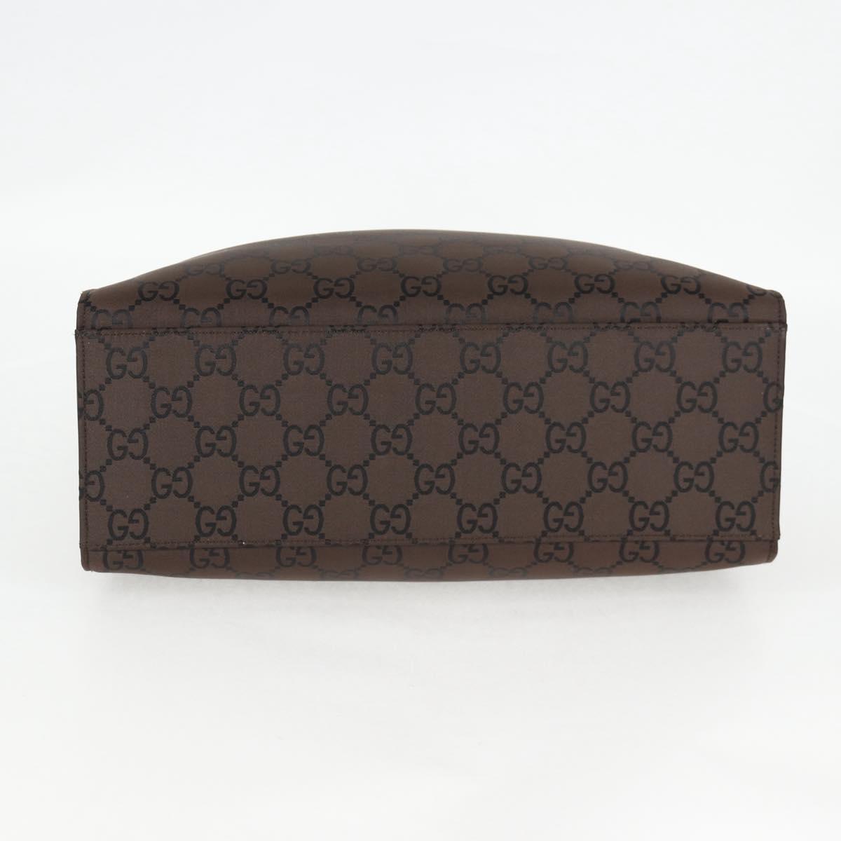GUCCI GG Canvas Bamboo Hand Bag Nylon Dark Brown Silver 002 1010 Auth 133985V