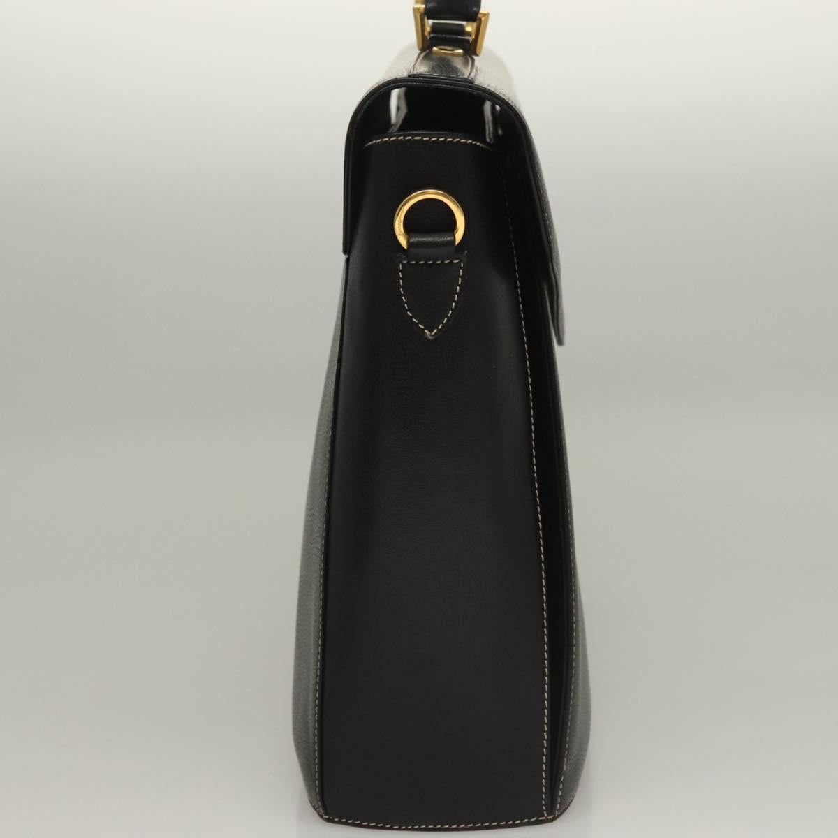 Salvatore Ferragamo Hand Bag Leather Black Gold Auth 133992