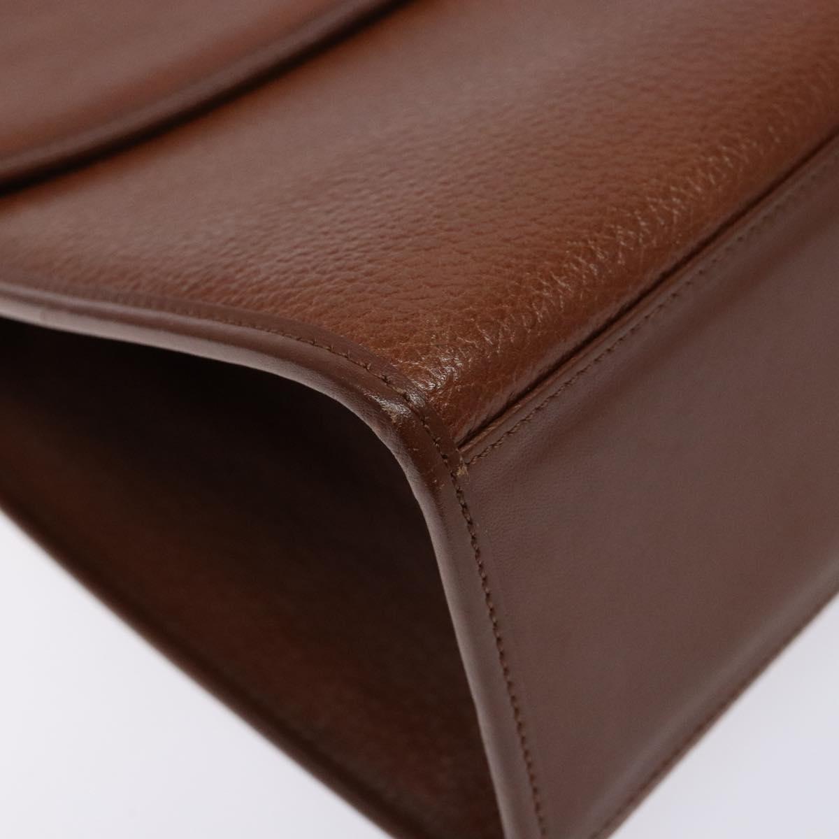 Burberrys Hand Bag Leather Brown Gold Auth 133999