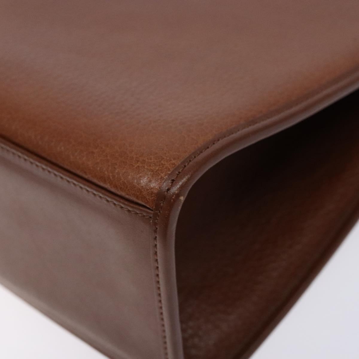 Burberrys Hand Bag Leather Brown Gold Auth 133999