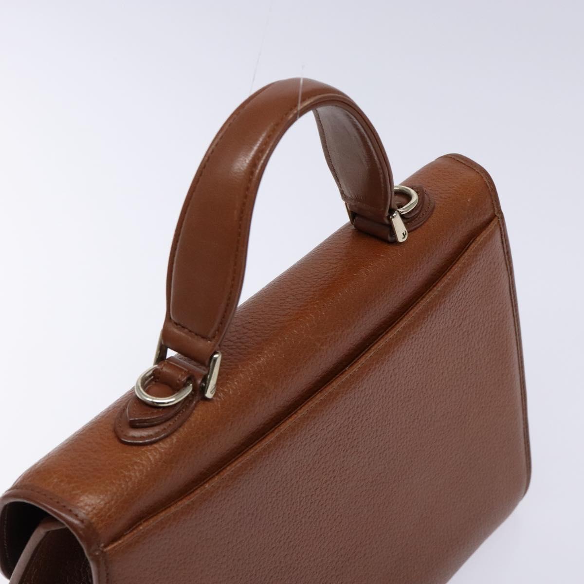 Burberrys Hand Bag Leather Brown Gold Auth 133999