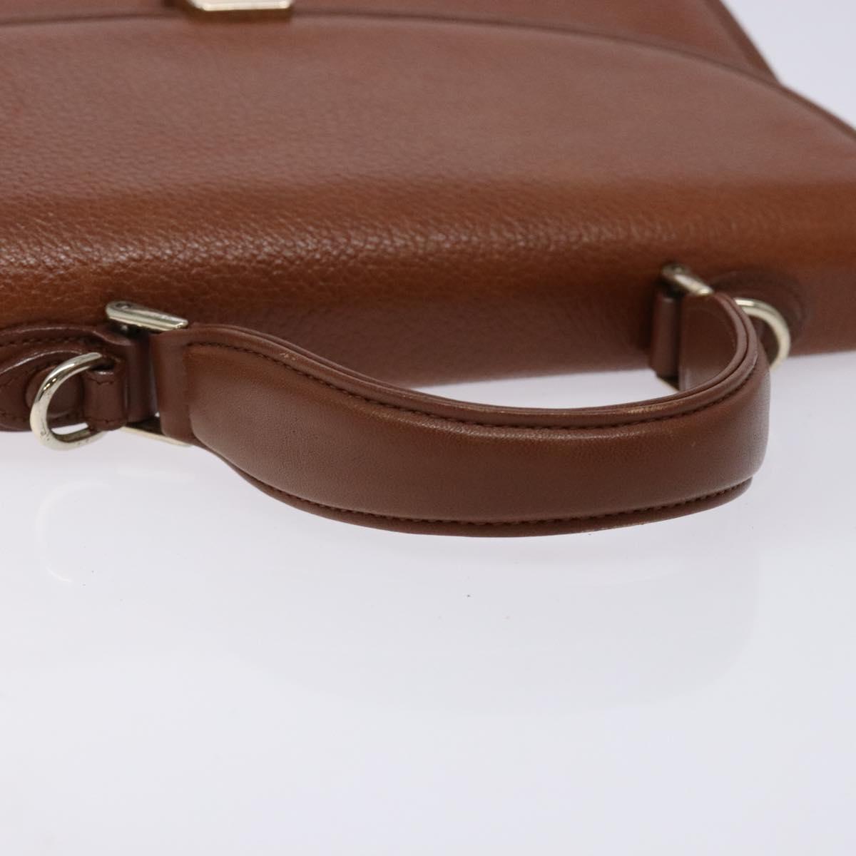 Burberrys Hand Bag Leather Brown Gold Auth 133999