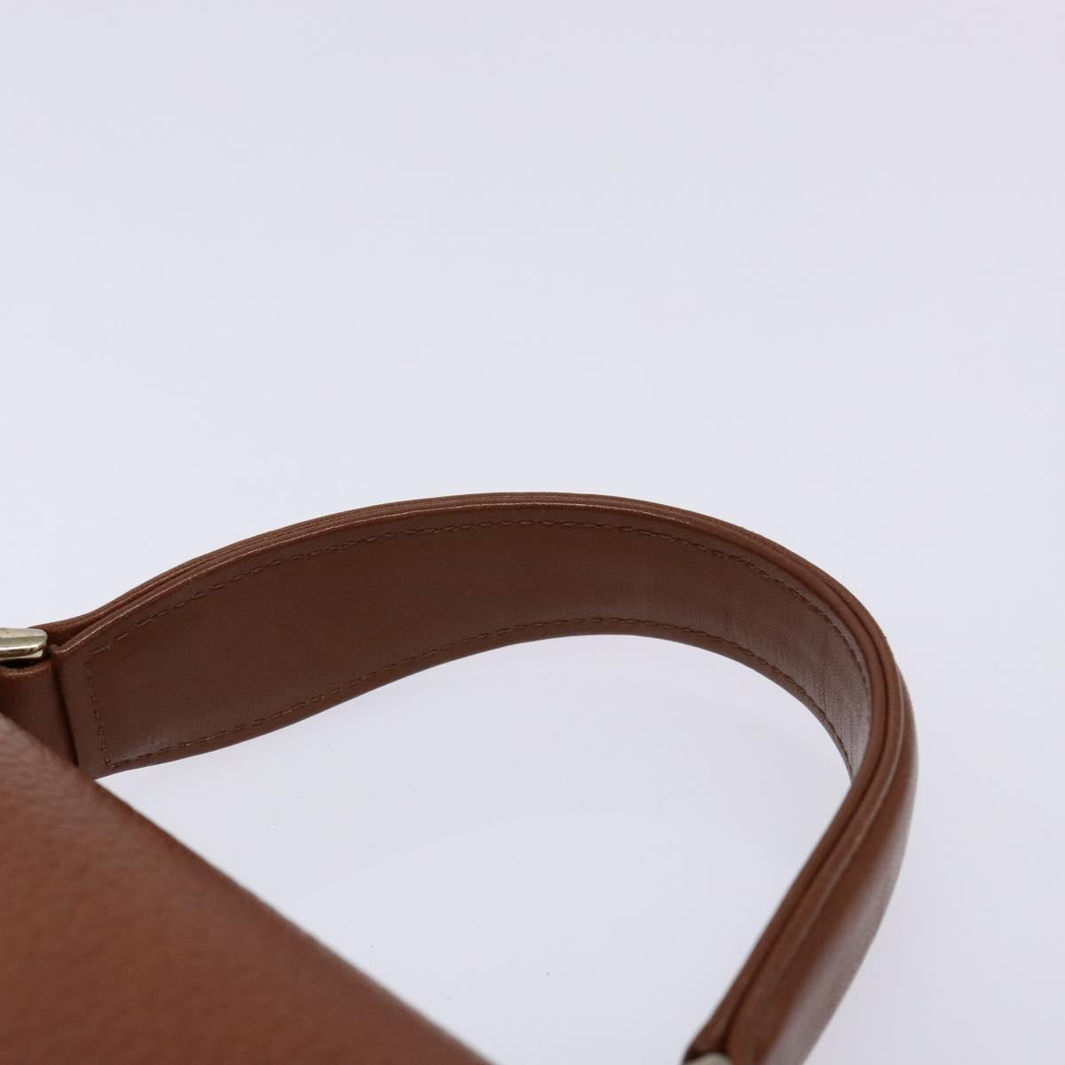Burberrys Hand Bag Leather Brown Gold Auth 133999
