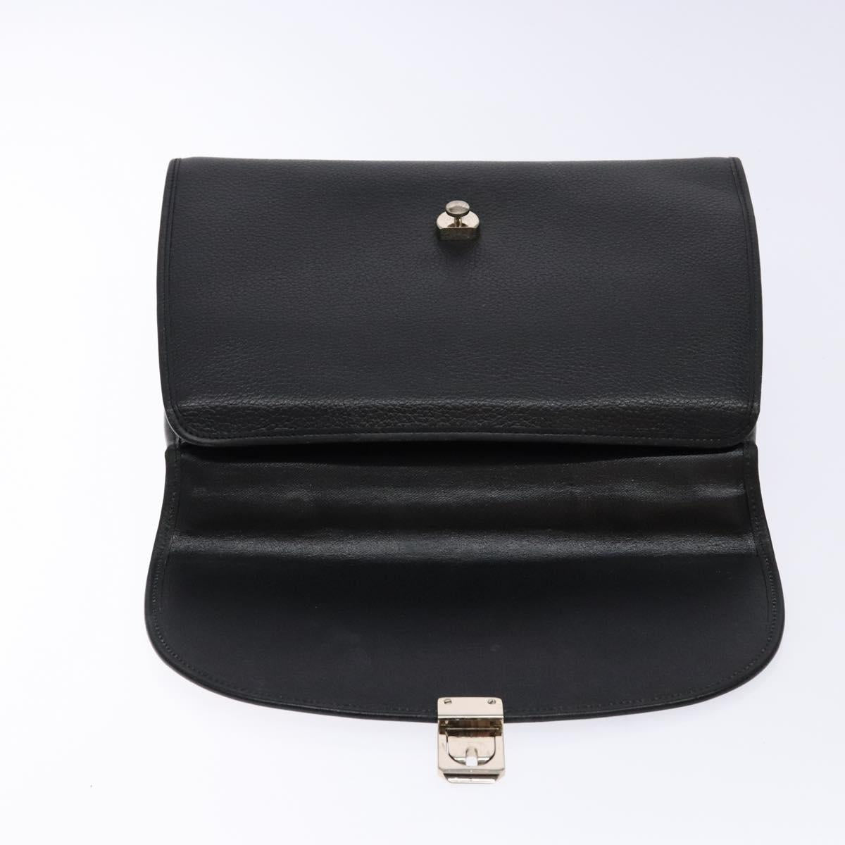Burberrys Hand Bag Leather Black Gold Auth 134000