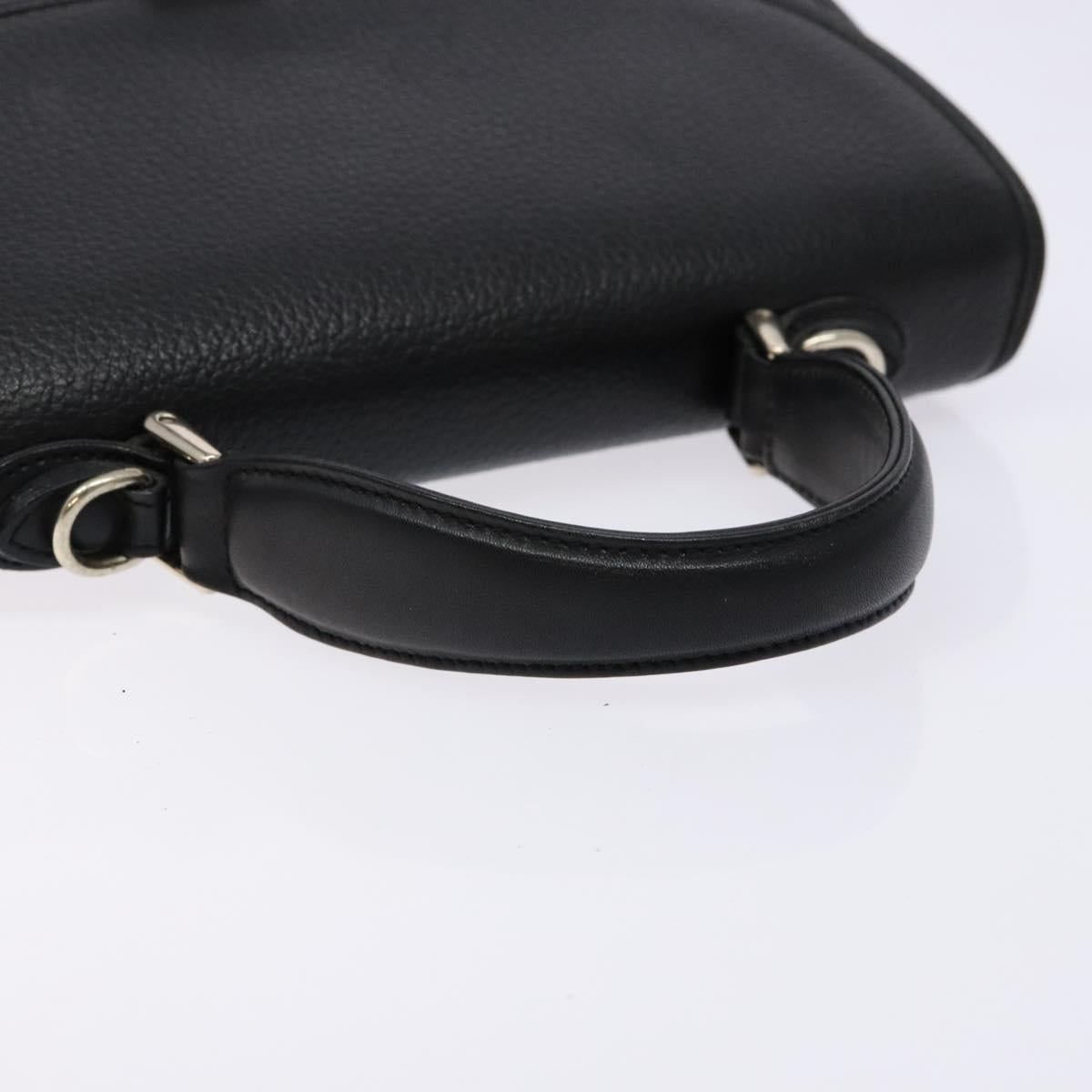 Burberrys Hand Bag Leather Black Gold Auth 134000
