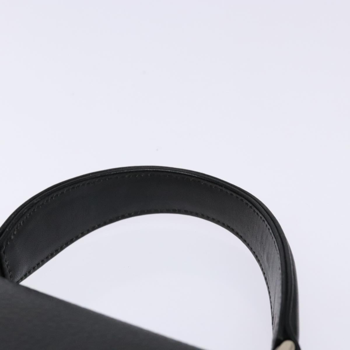 Burberrys Hand Bag Leather Black Gold Auth 134000