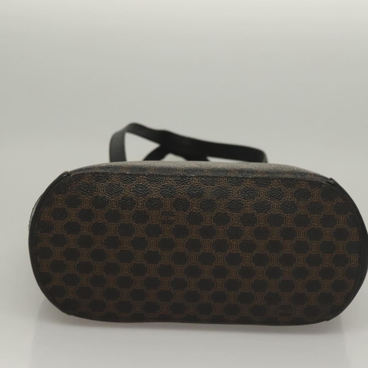 CELINE Macadam Canvas Hand Bag PVC Leather Black Gold Auth 134008