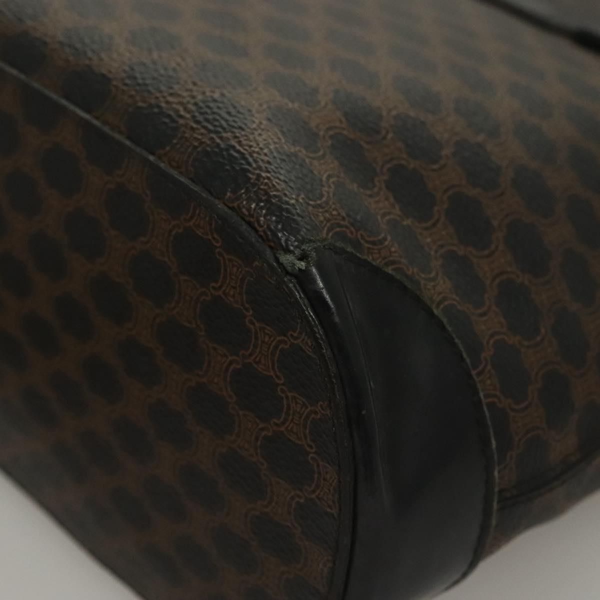 CELINE Macadam Canvas Hand Bag PVC Leather Black Gold Auth 134008