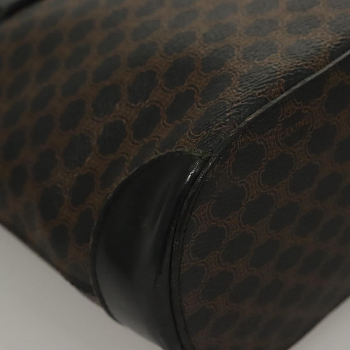 CELINE Macadam Canvas Hand Bag PVC Leather Black Gold Auth 134008