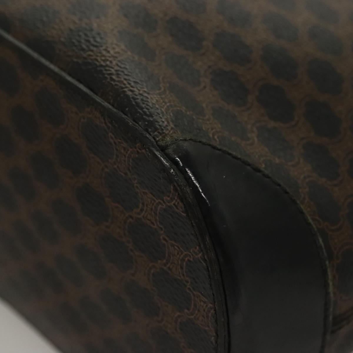 CELINE Macadam Canvas Hand Bag PVC Leather Black Gold Auth 134008