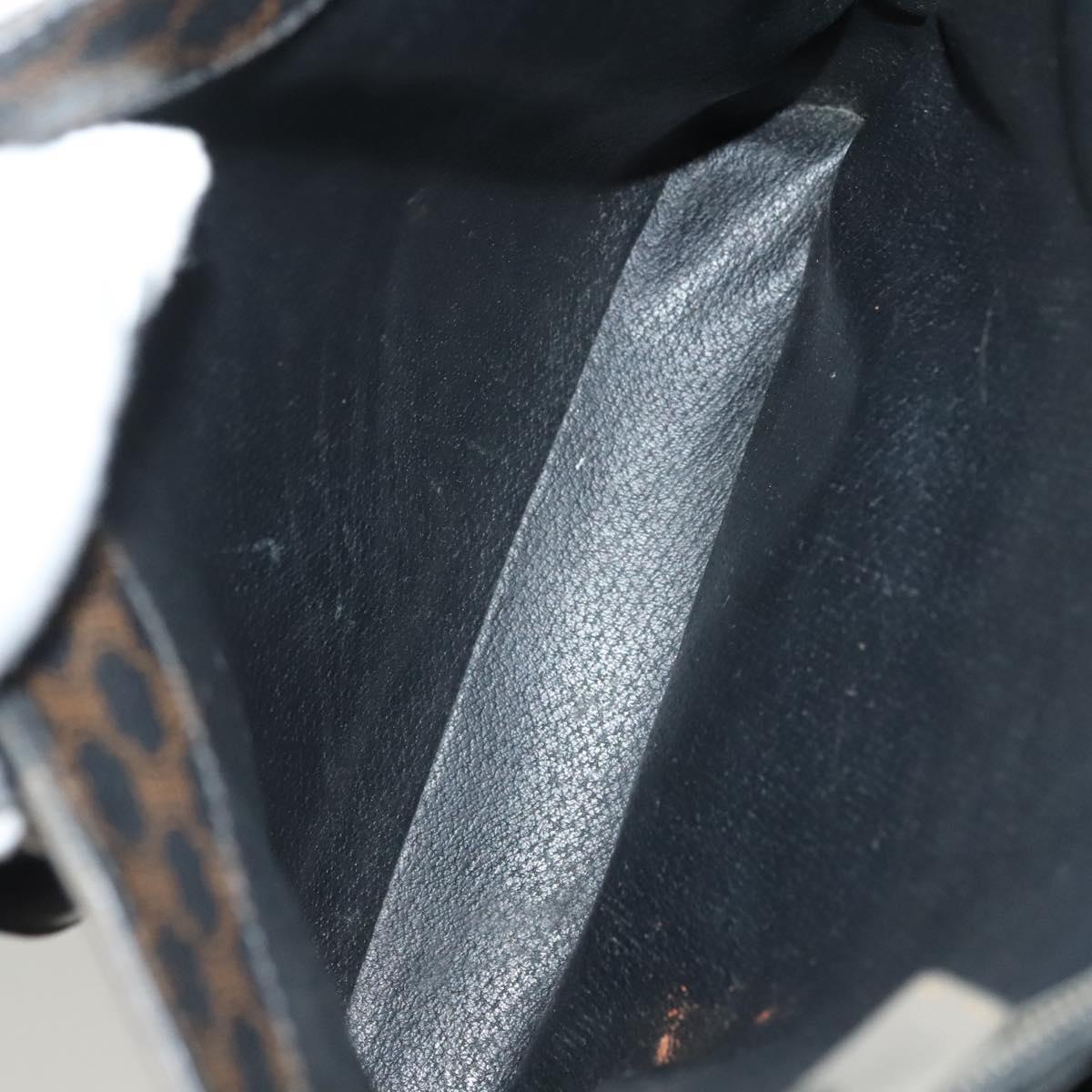 CELINE Macadam Canvas Hand Bag PVC Leather Black Gold Auth 134008