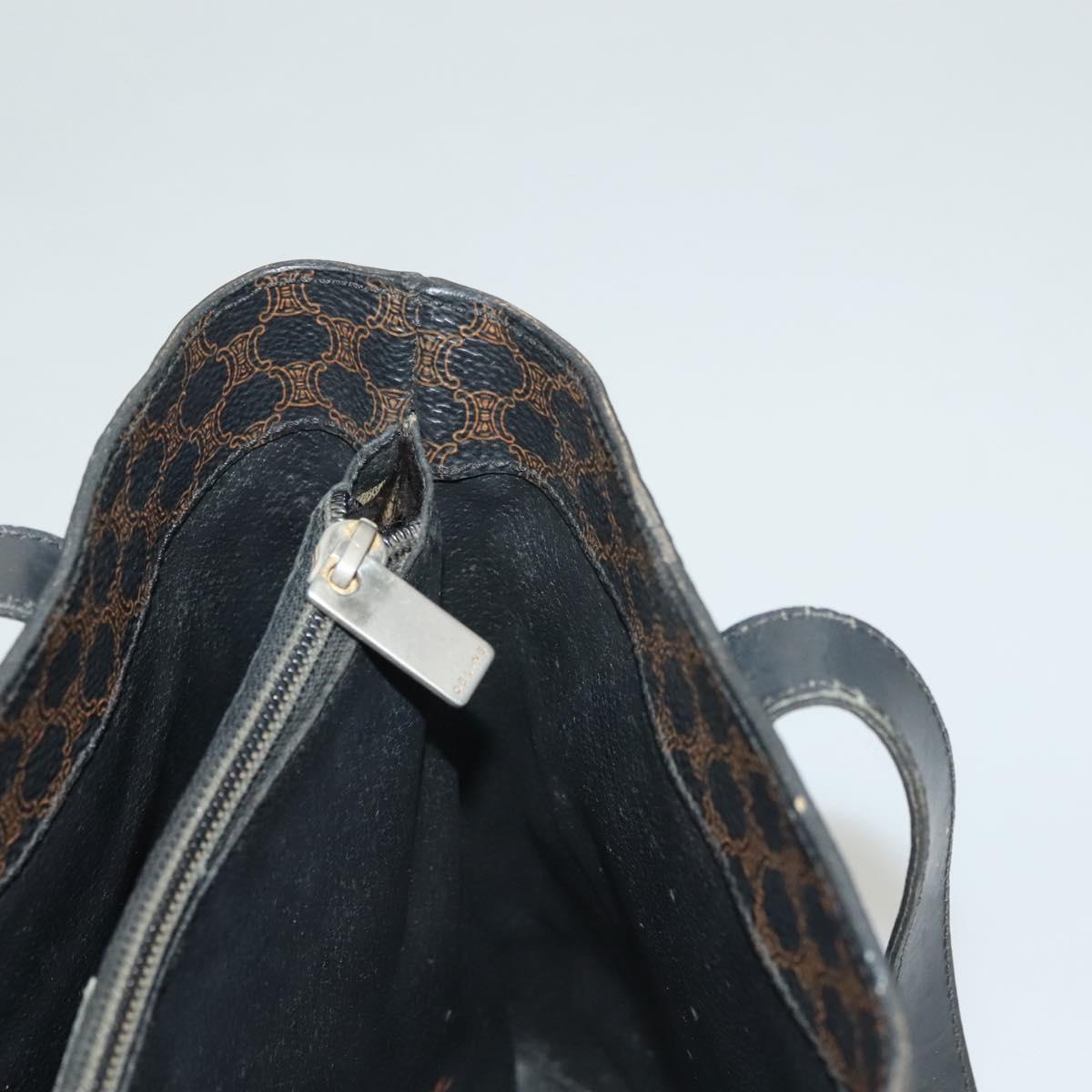 CELINE Macadam Canvas Hand Bag PVC Leather Black Gold Auth 134008