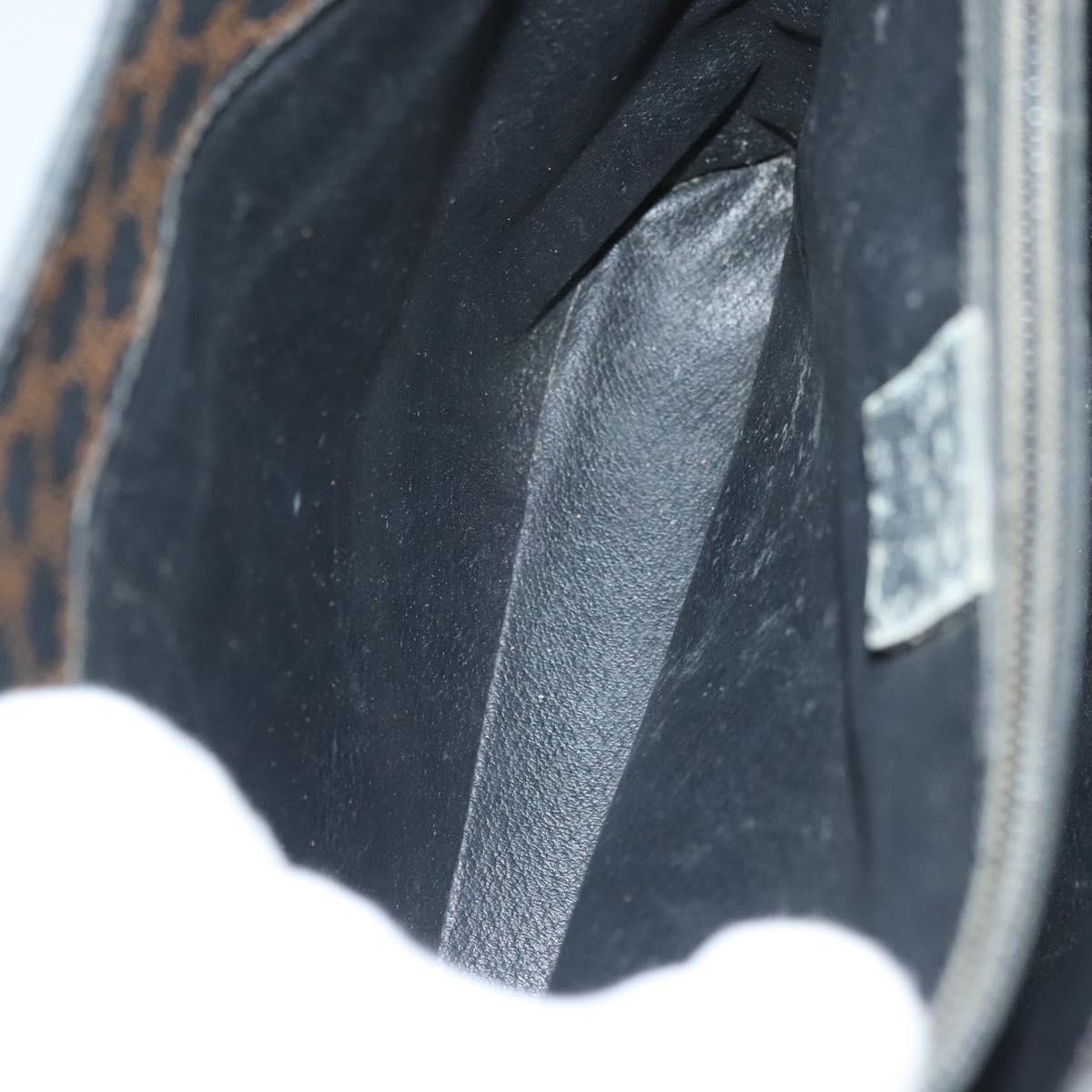 CELINE Macadam Canvas Hand Bag PVC Leather Black Gold Auth 134008