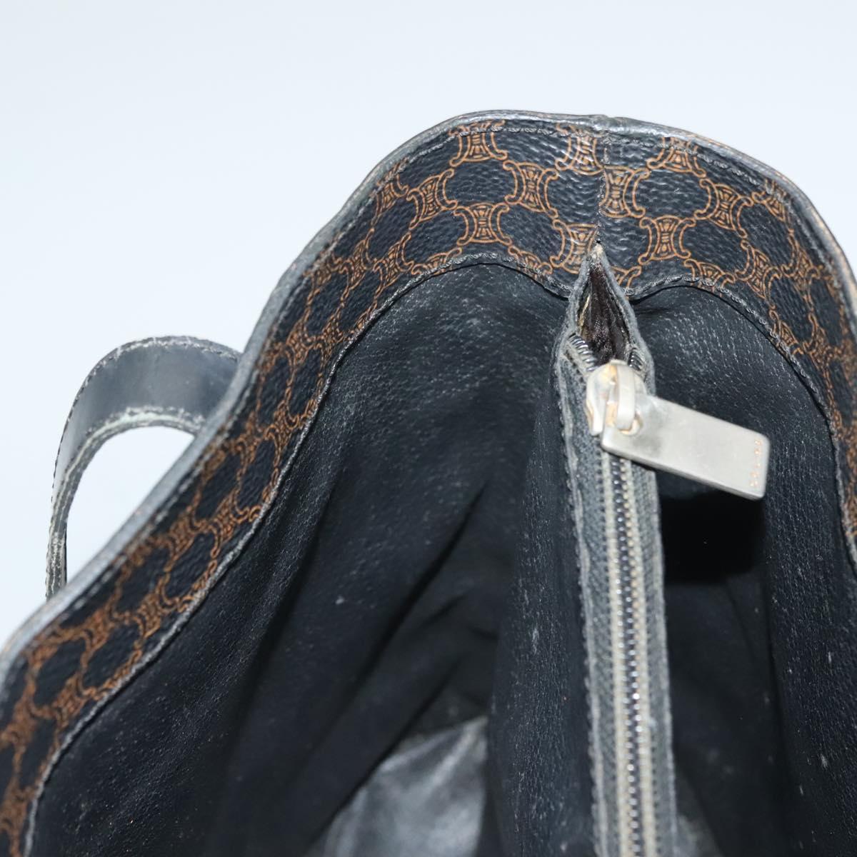 CELINE Macadam Canvas Hand Bag PVC Leather Black Gold Auth 134008