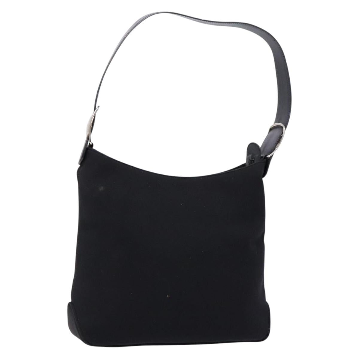 Salvatore Ferragamo Vala Shoulder Bag Canvas Black Silver Auth 134009