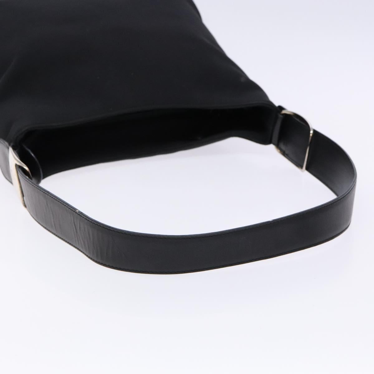 Salvatore Ferragamo Vala Shoulder Bag Canvas Black Silver Auth 134009