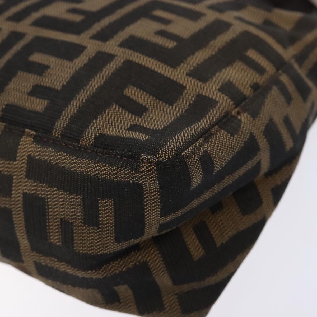 FENDI Zucca Canvas Hand Pouch Black Brown Auth 134013