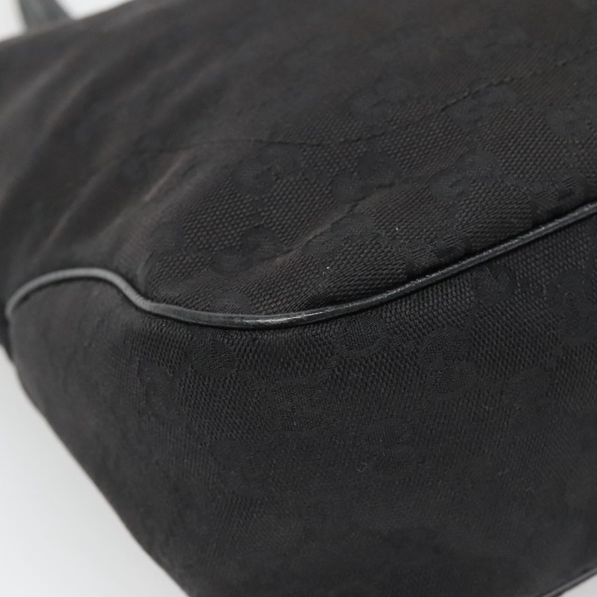 GUCCI GG Canvas Jackie Hand Bag Black Gold 145818 Auth 134047