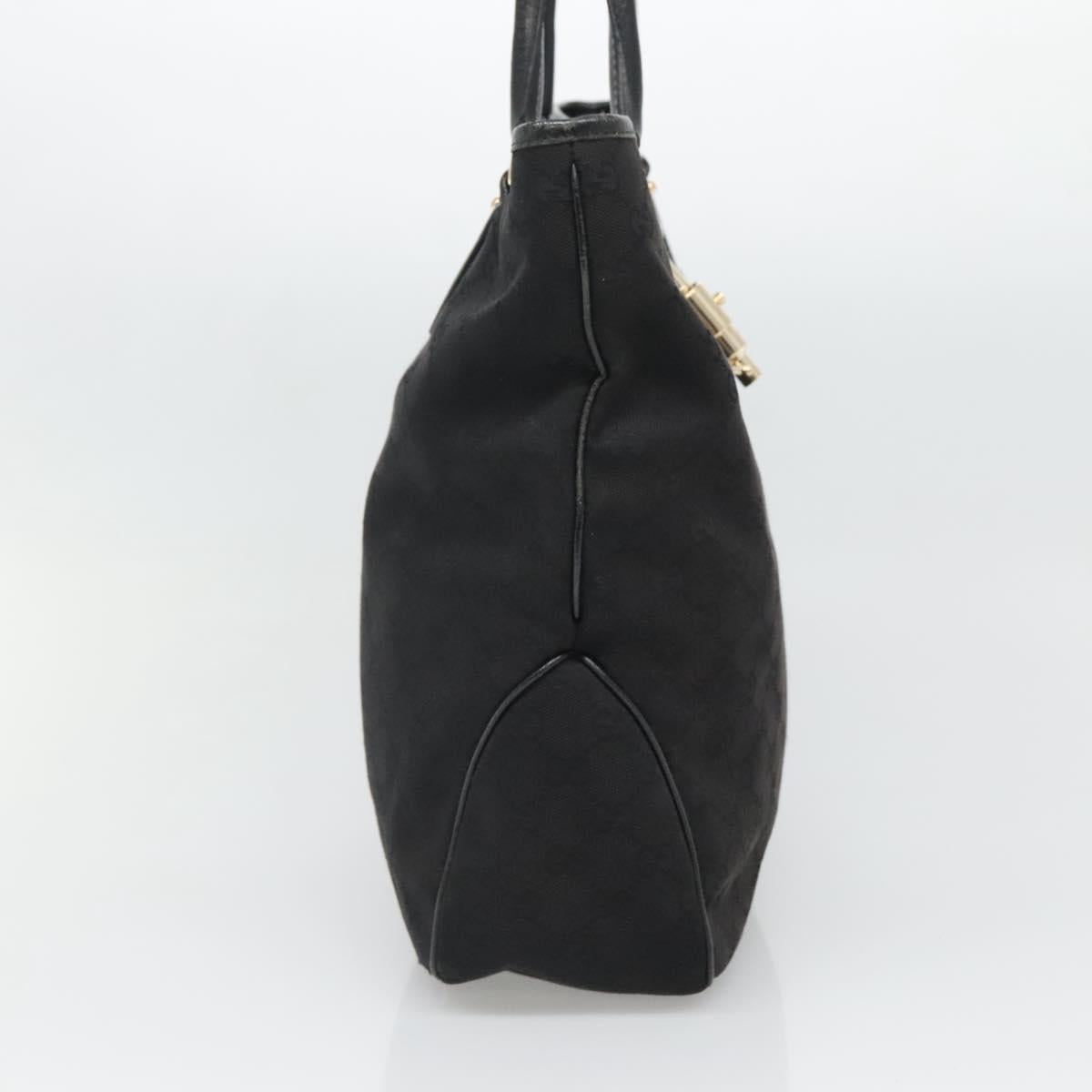 GUCCI GG Canvas Jackie Hand Bag Black Gold 145818 Auth 134047