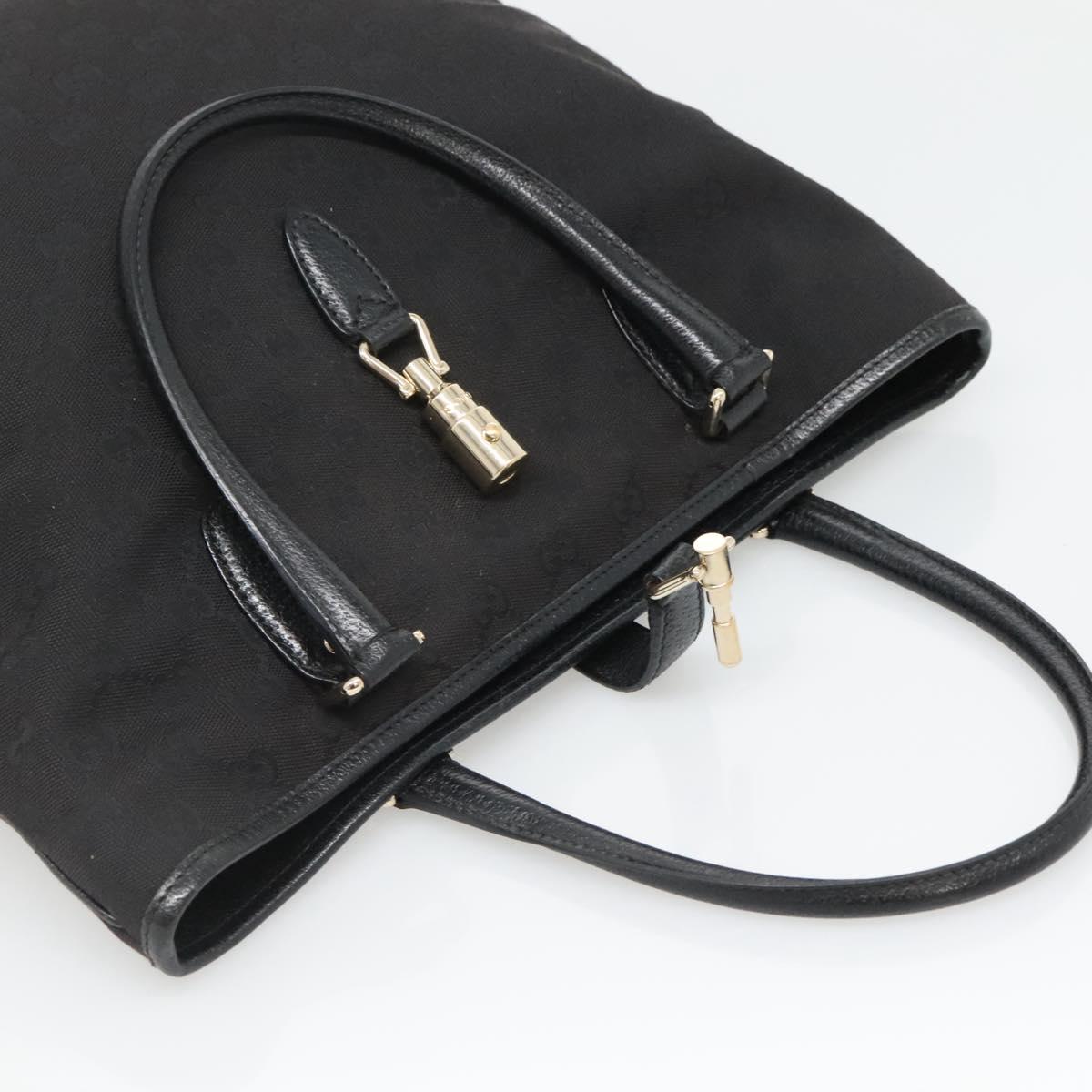 GUCCI GG Canvas Jackie Hand Bag Black Gold 145818 Auth 134047