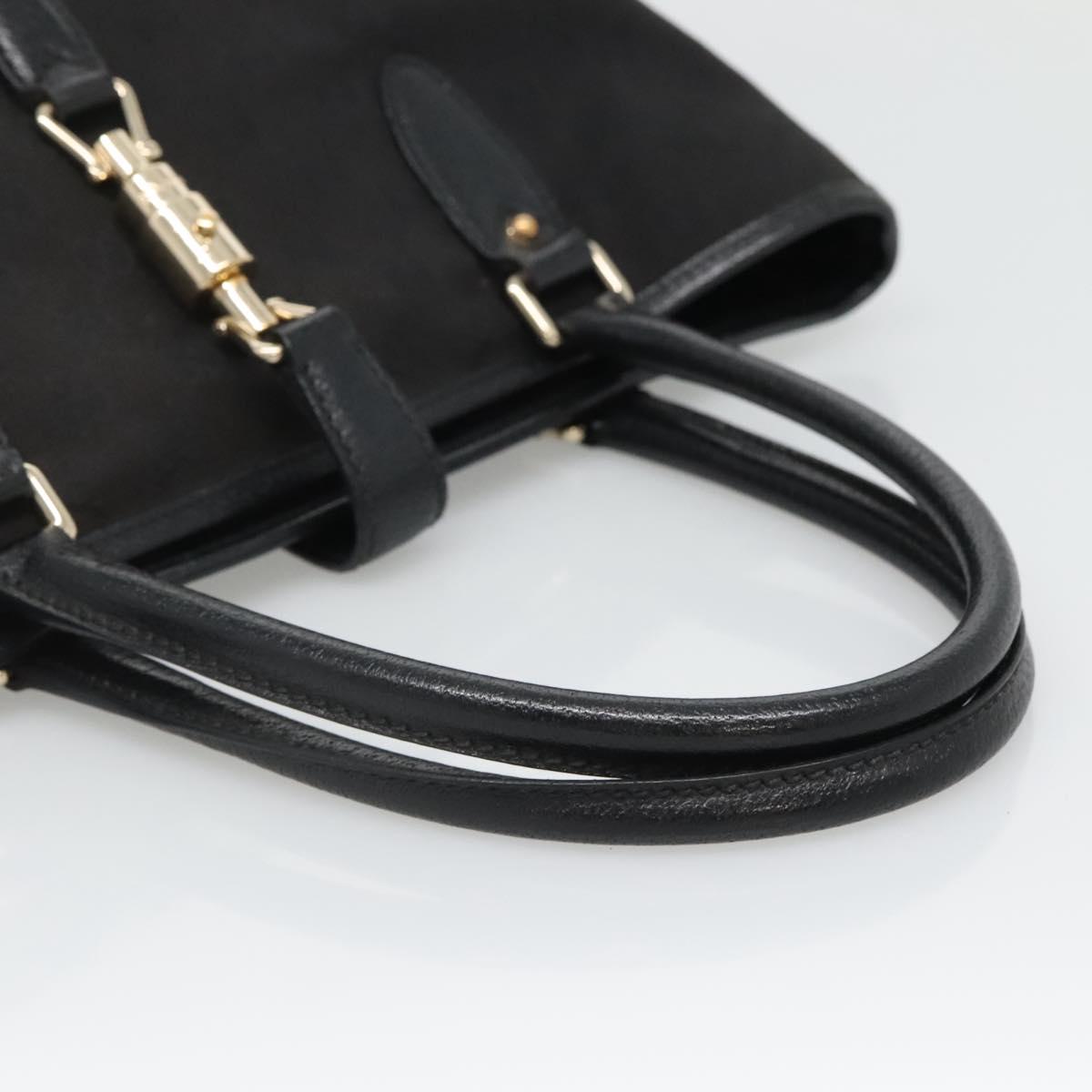 GUCCI GG Canvas Jackie Hand Bag Black Gold 145818 Auth 134047