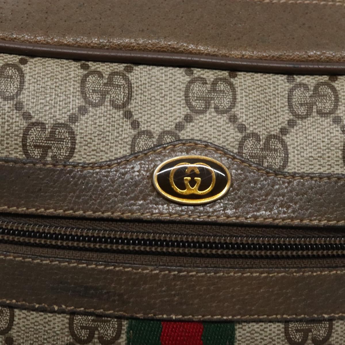 GUCCI GG Supreme Web Sherry Line Shoulder Bag PVC Beige 68 02 004 Auth 134064