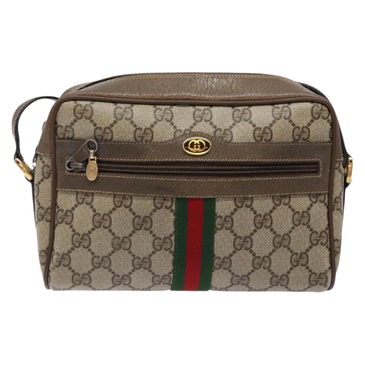 GUCCI GG Supreme Web Sherry Line Shoulder Bag PVC Beige 68 02 004 Auth 134064