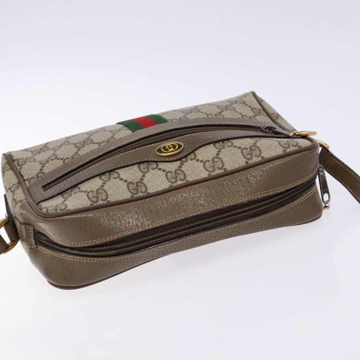GUCCI GG Supreme Web Sherry Line Shoulder Bag PVC Beige 68 02 004 Auth 134064