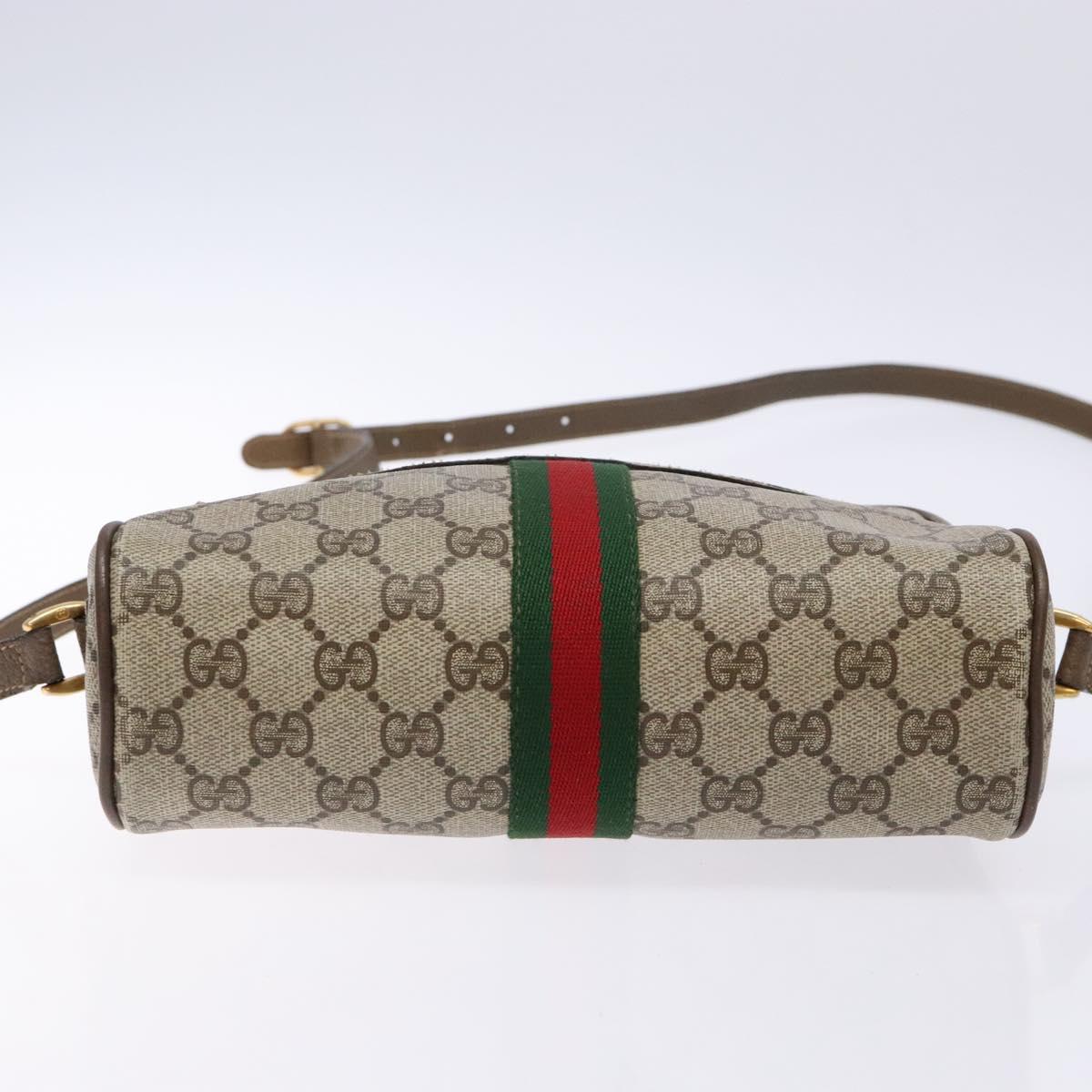 GUCCI GG Supreme Web Sherry Line Shoulder Bag PVC Beige 68 02 004 Auth 134064