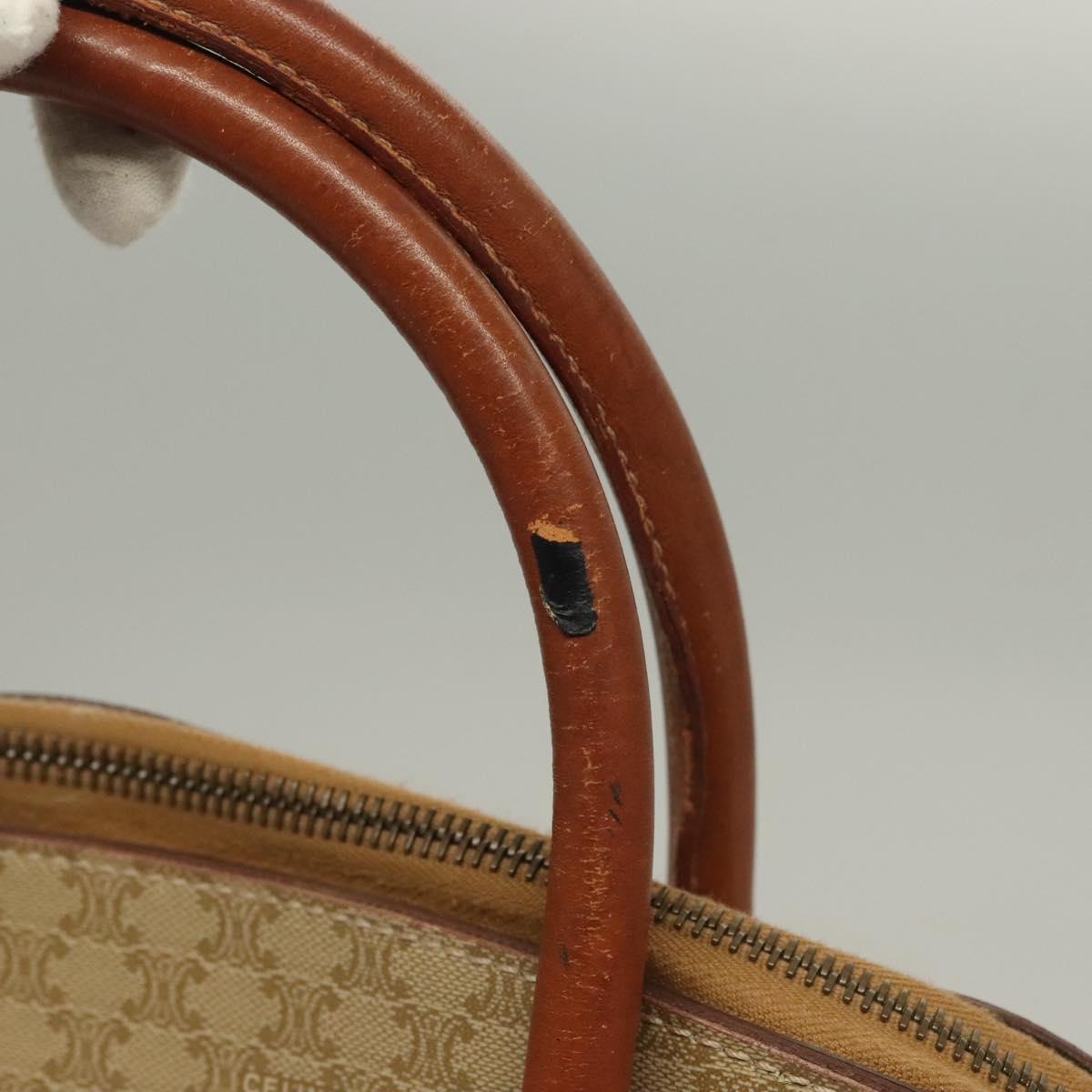 CELINE Macadam Canvas Hand Bag PVC Beige Gold Auth 134068