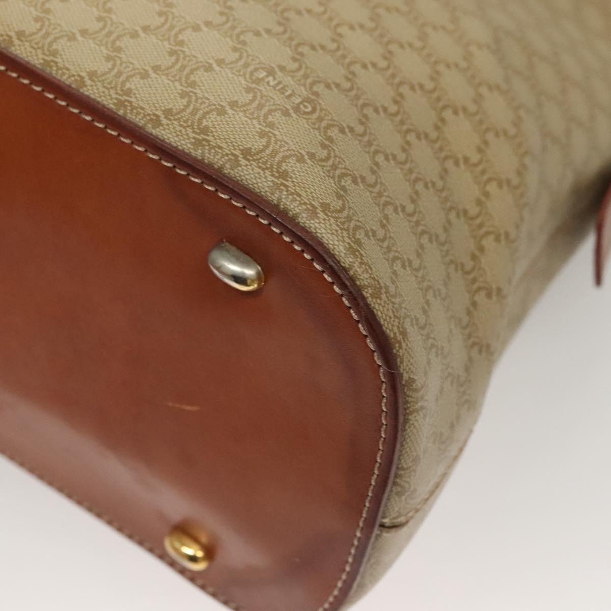 CELINE Macadam Canvas Hand Bag PVC Beige Gold Auth 134068