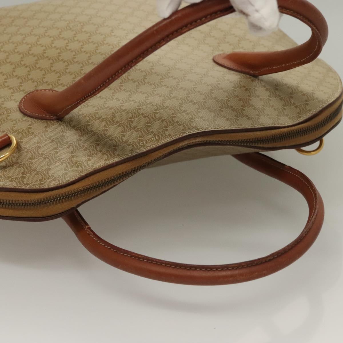 CELINE Macadam Canvas Hand Bag PVC Beige Gold Auth 134068