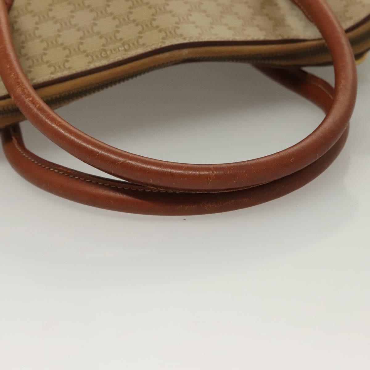 CELINE Macadam Canvas Hand Bag PVC Beige Gold Auth 134068