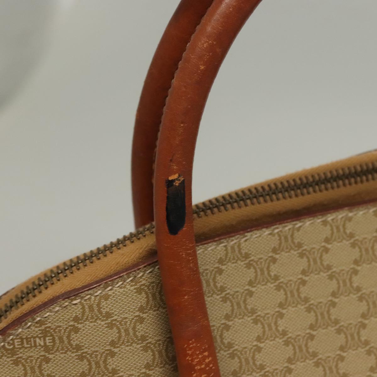 CELINE Macadam Canvas Hand Bag PVC Beige Gold Auth 134068