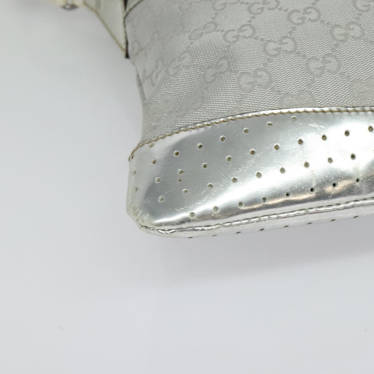 GUCCI GG Canvas Shoulder Bag Silver 145857 Auth 134088