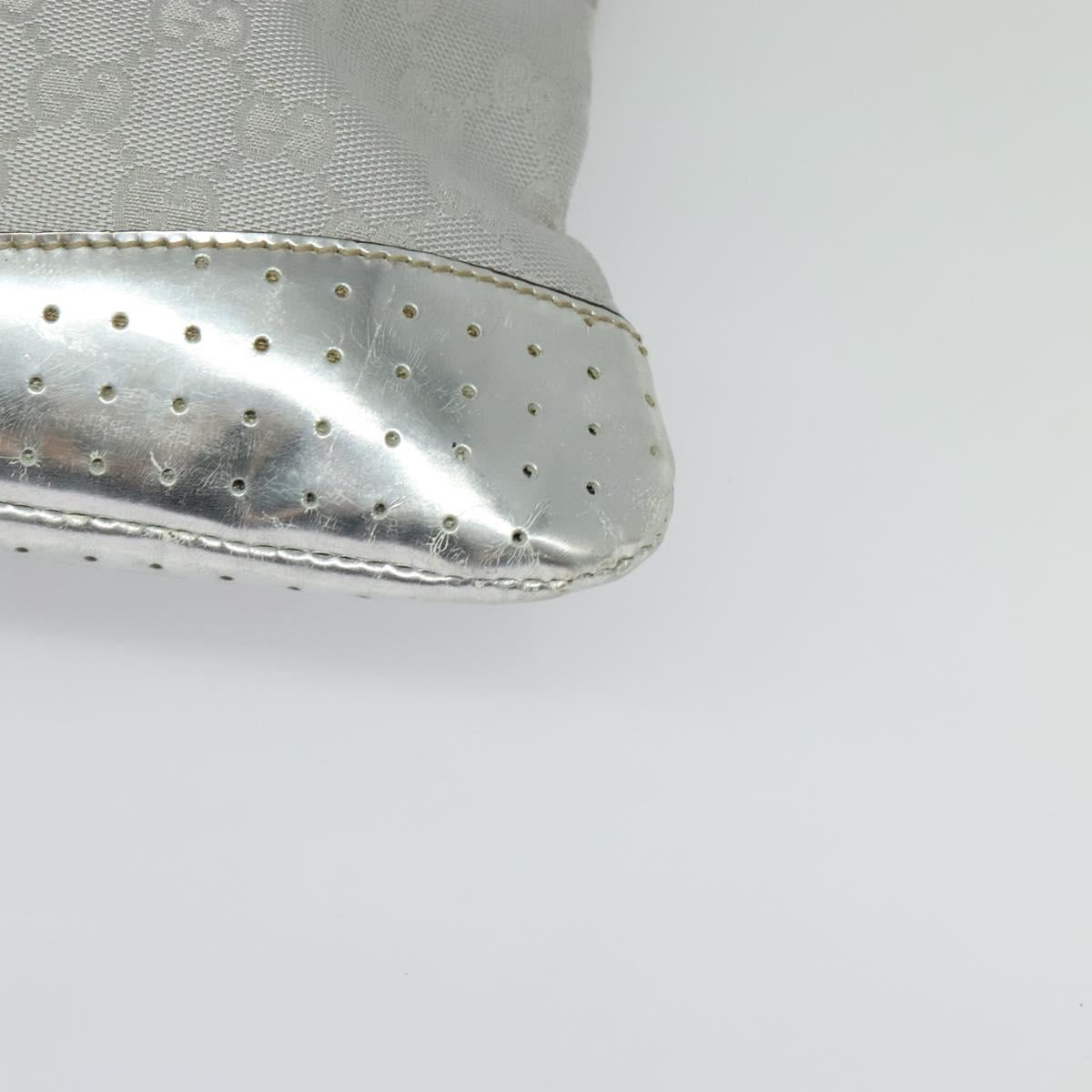 GUCCI GG Canvas Shoulder Bag Silver 145857 Auth 134088