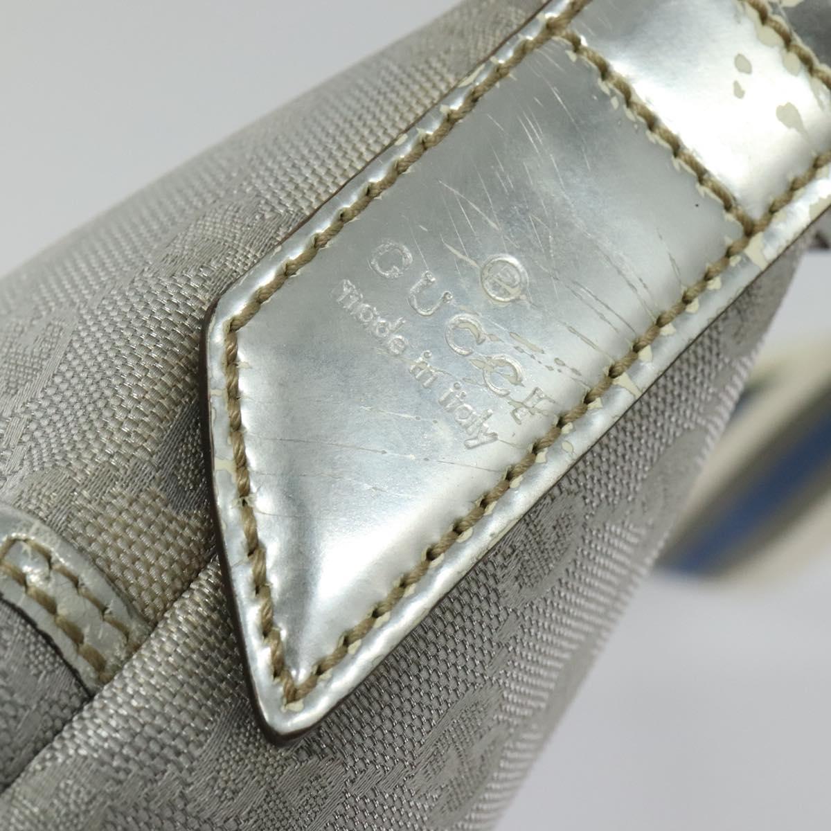 GUCCI GG Canvas Shoulder Bag Silver 145857 Auth 134088