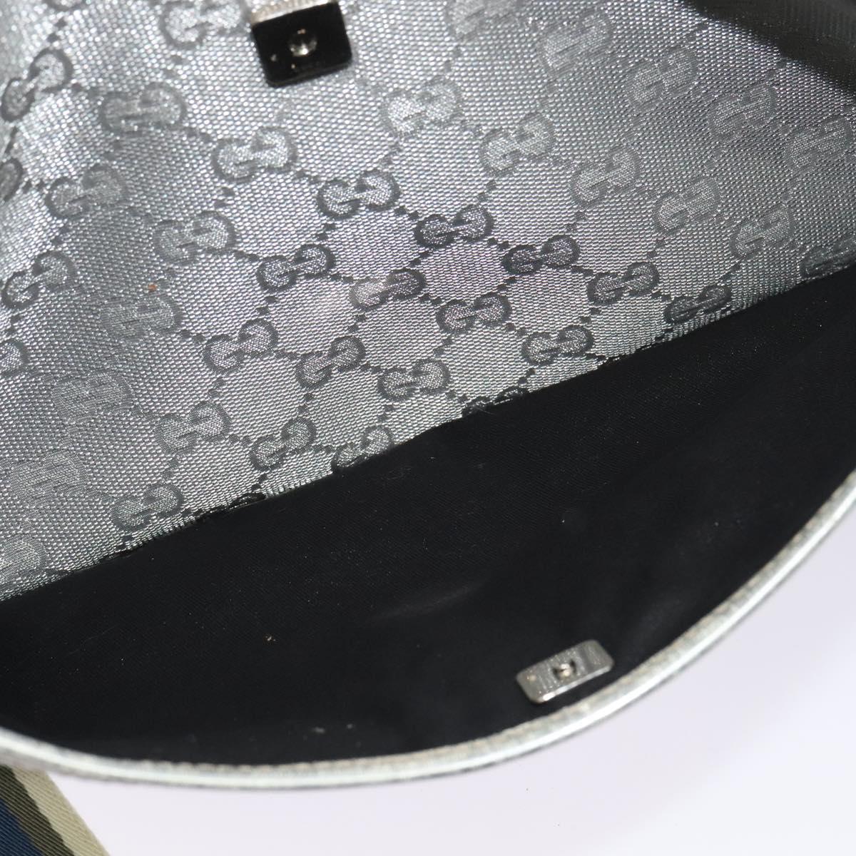 GUCCI GG Canvas Shoulder Bag Silver 145857 Auth 134088