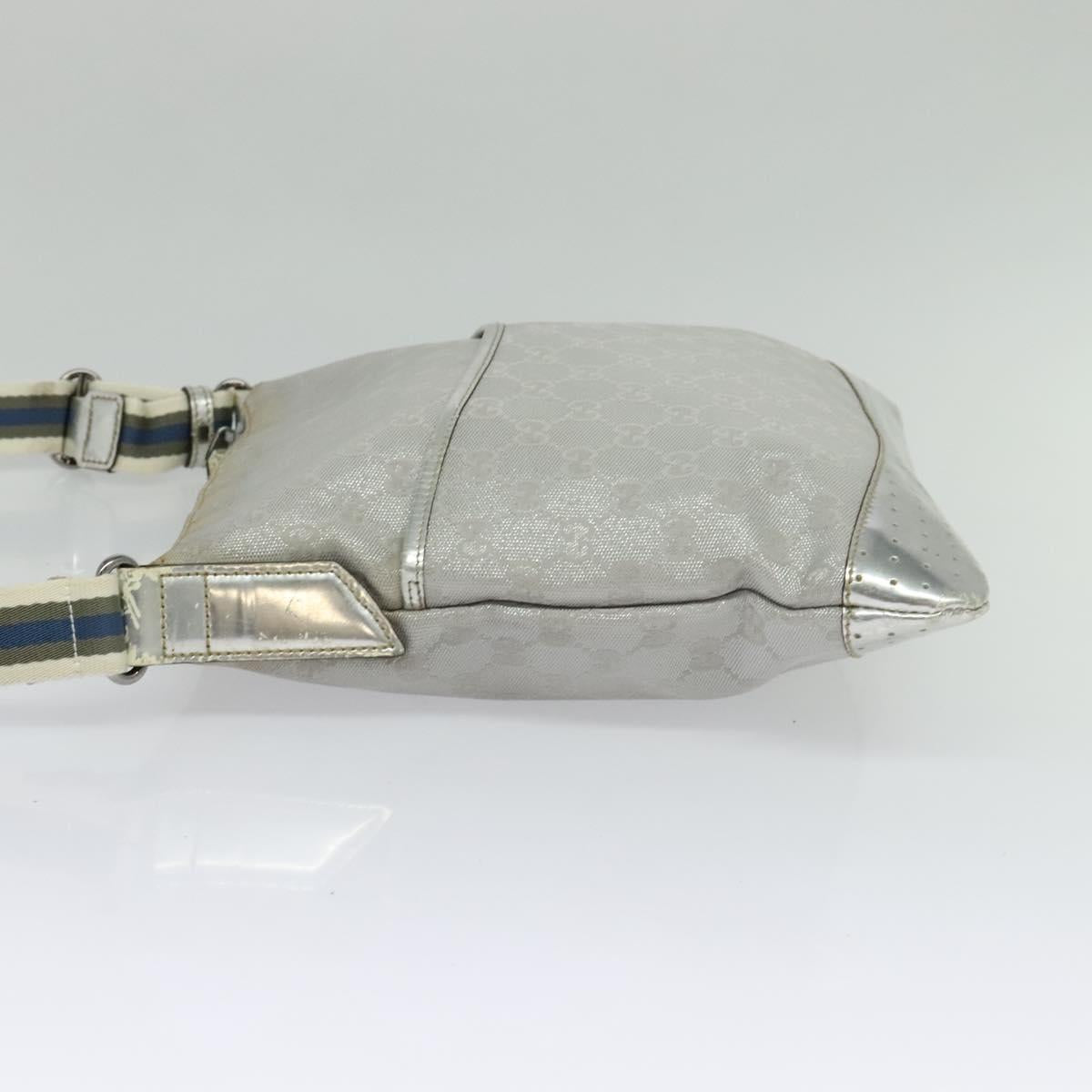GUCCI GG Canvas Shoulder Bag Silver 145857 Auth 134088