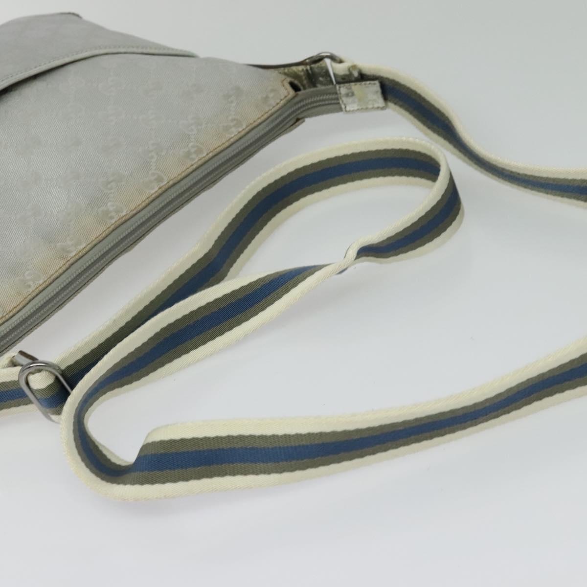 GUCCI GG Canvas Shoulder Bag Silver 145857 Auth 134088