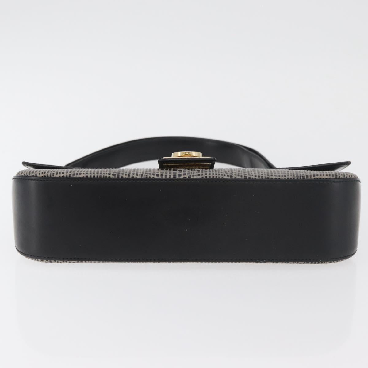 Salvatore Ferragamo Gancini Shoulder Bag Leather Black Brown Auth 134093A