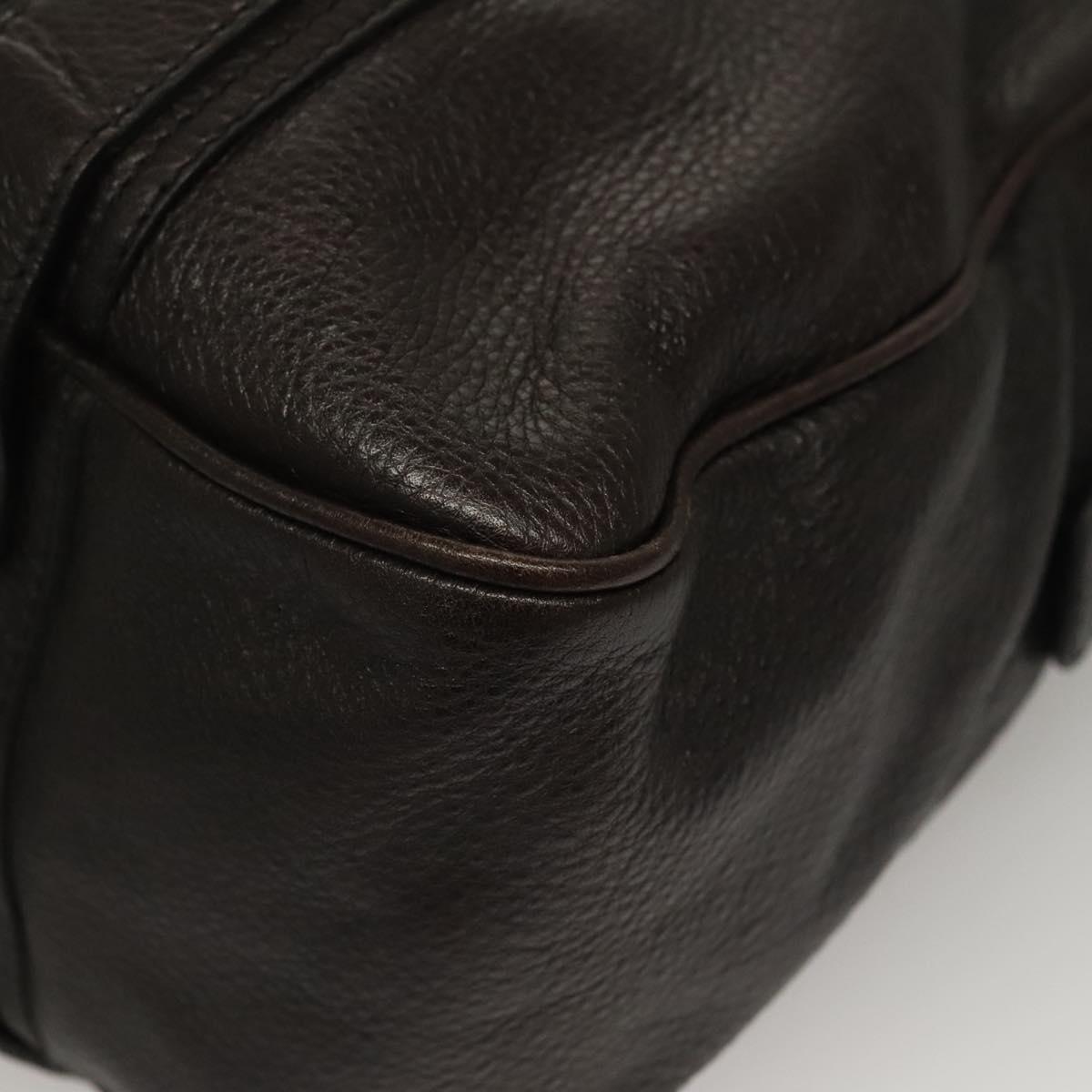 BURBERRY Shoulder Bag Leather Black Gold Auth 134105