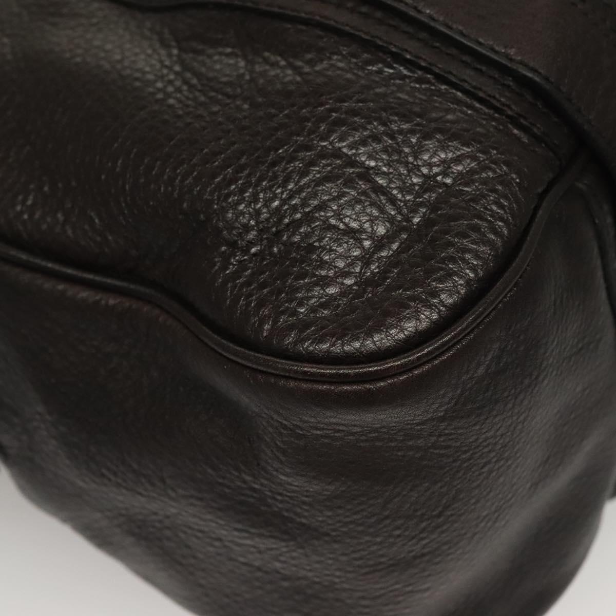 BURBERRY Shoulder Bag Leather Black Gold Auth 134105