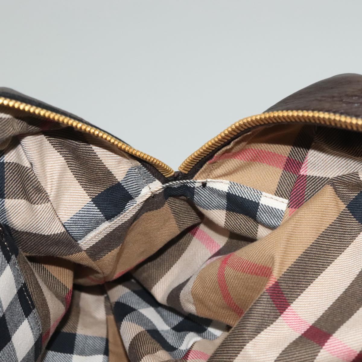 BURBERRY Shoulder Bag Leather Black Gold Auth 134105