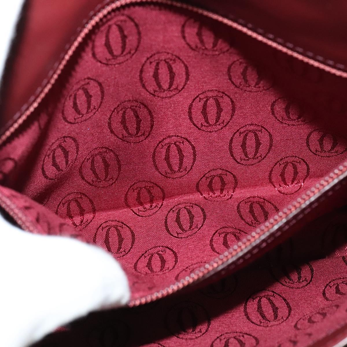 CARTIER Must Line Shoulder Bag Leather Bordeaux Gold Auth 134112