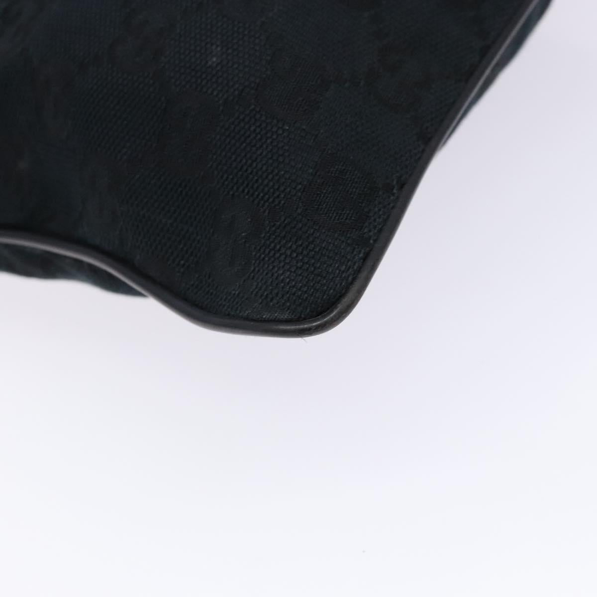 GUCCI GG Canvas Web Sherry Line Shoulder Bag Black Silver 146309 Auth 134126