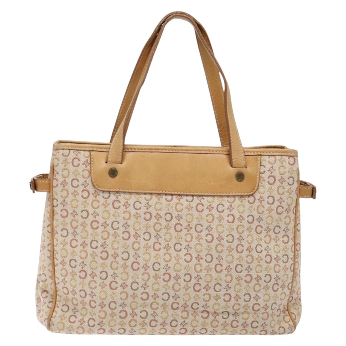 CELINE C Macadam Canvas Hand Bag Beige Auth 134129
