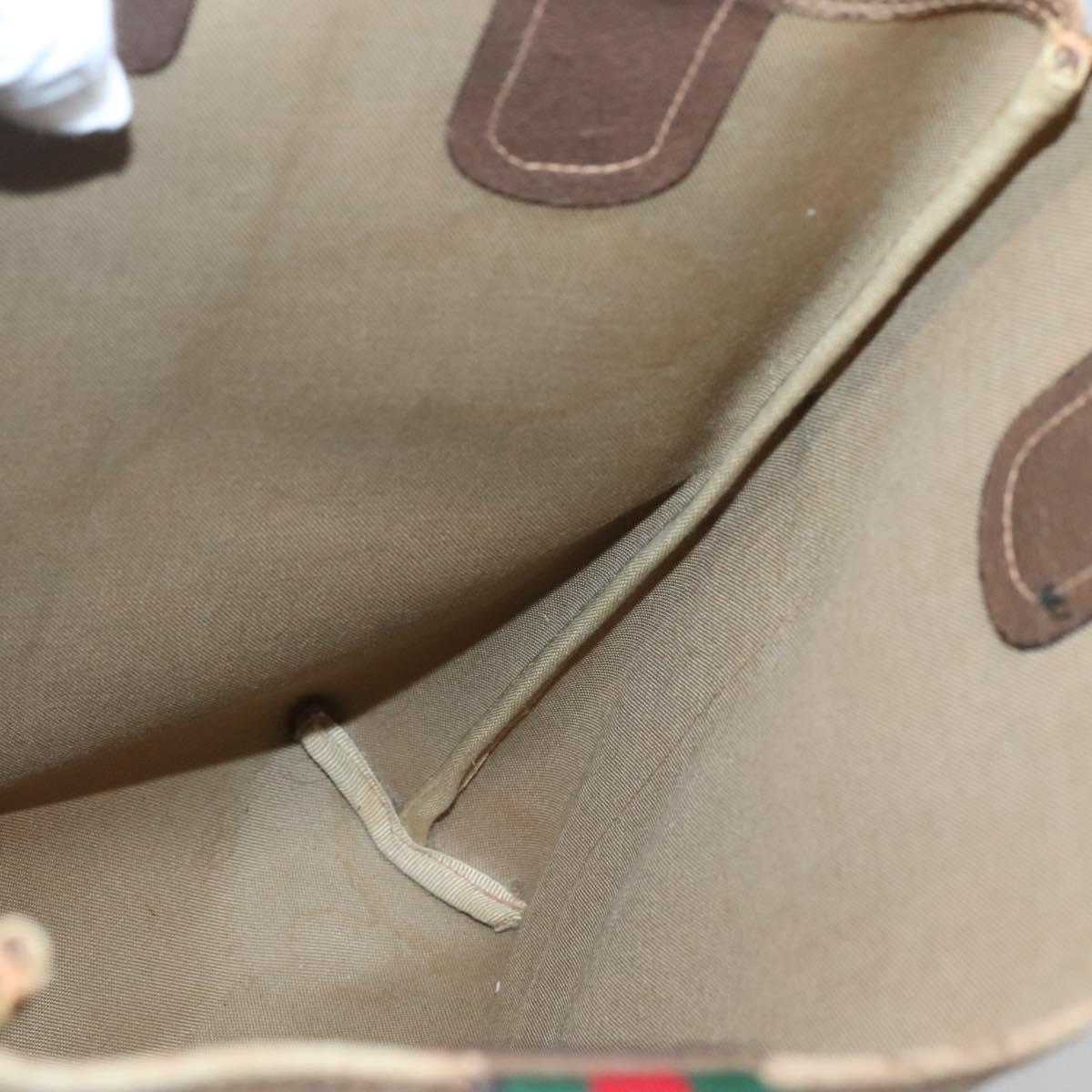 GUCCI GG Supreme Web Sherry Line Tote Bag PVC Beige Gold 39 02 003 Auth 134157