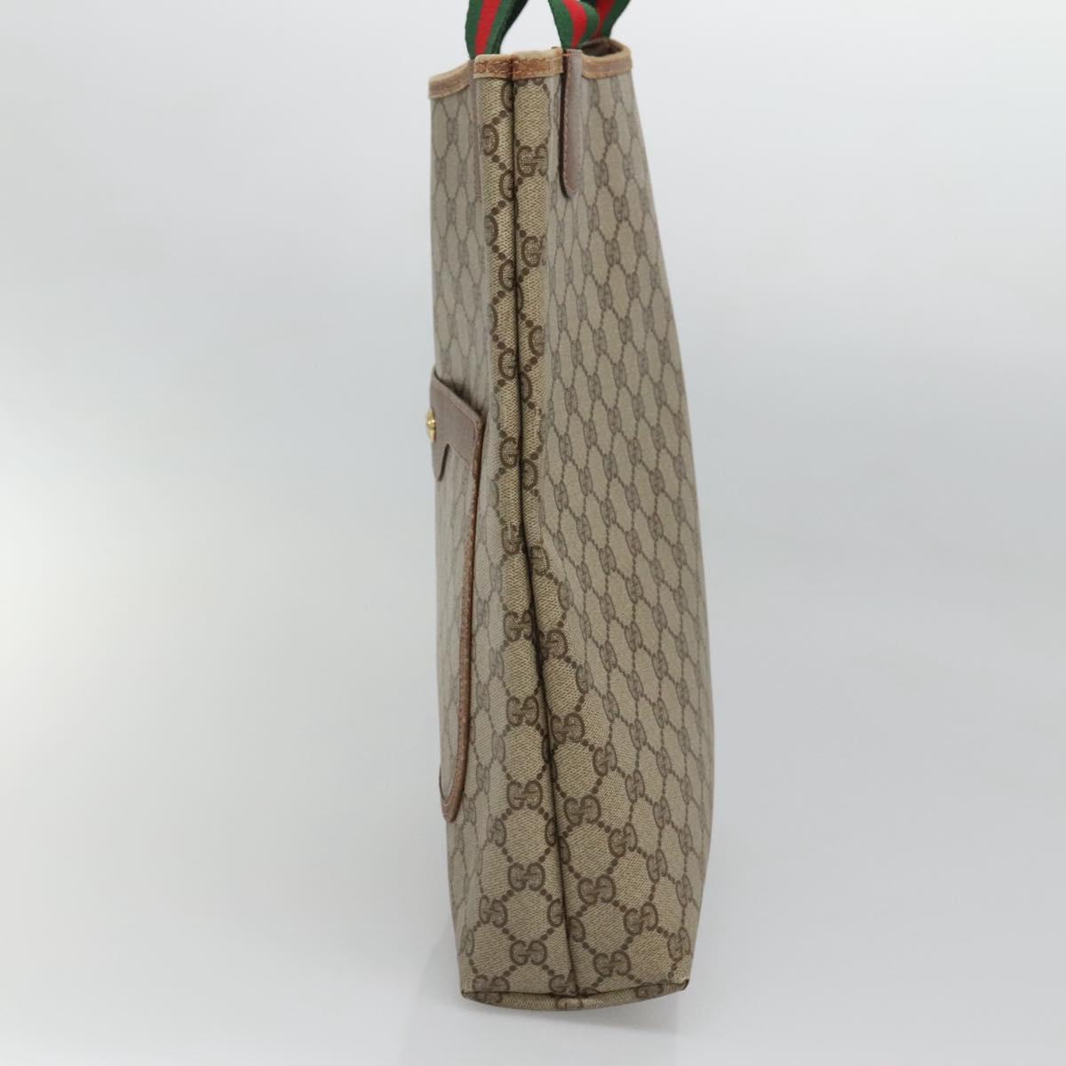 GUCCI GG Supreme Web Sherry Line Tote Bag PVC Beige Gold 39 02 003 Auth 134157