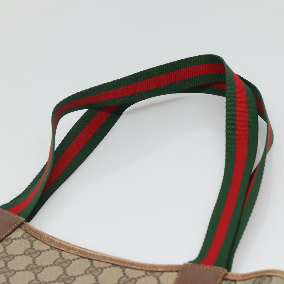 GUCCI GG Supreme Web Sherry Line Tote Bag PVC Beige Gold 39 02 003 Auth 134157